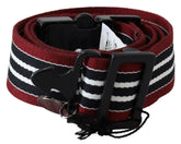 Costume National Maroon Black Stripe Silver Black Buckle Belt -   -  Costume National.